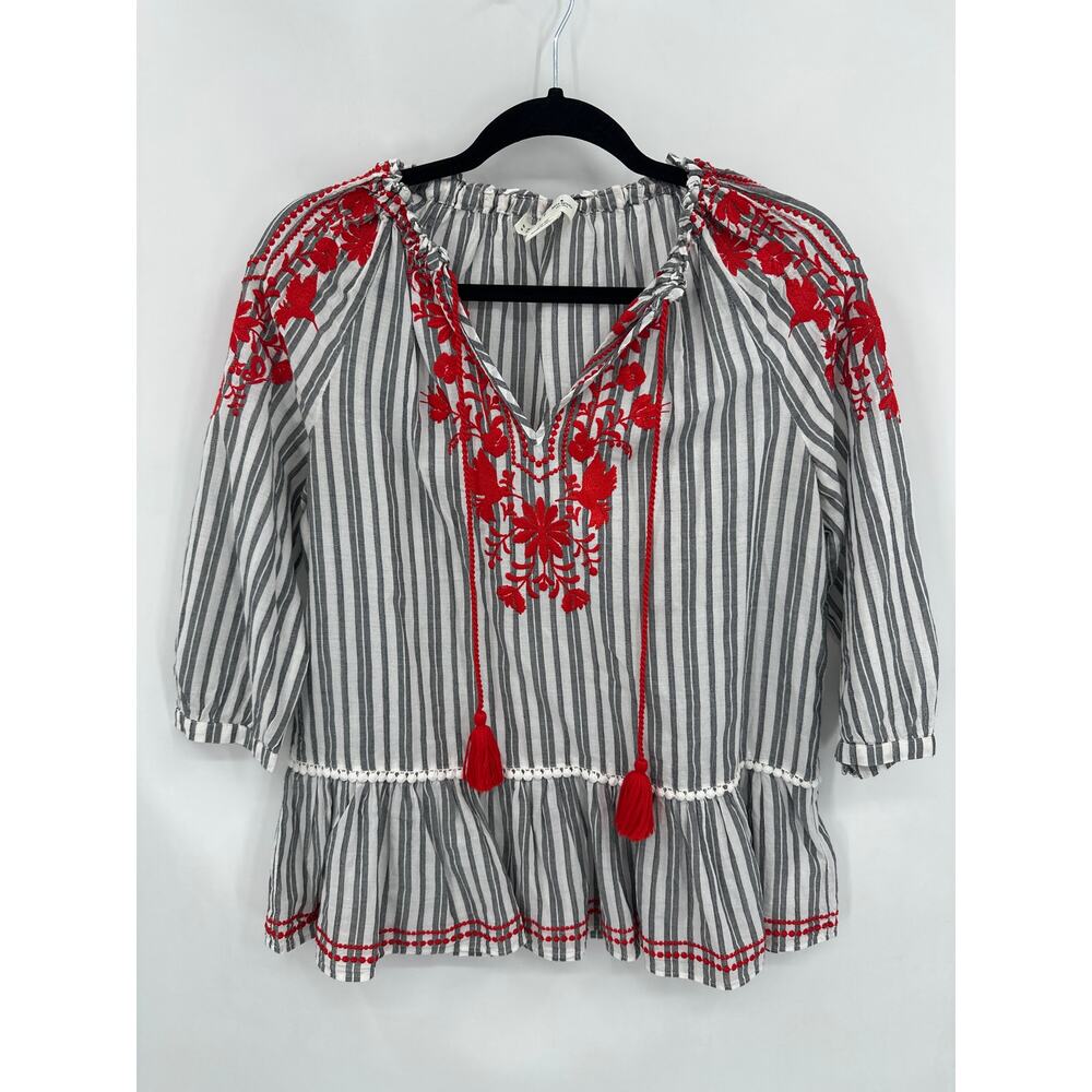 Kate Spade Broome Street Embroidered Peasant Top Size XS